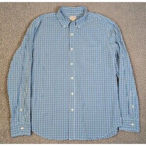 J.Crew Men's Classic Fit Blue Plaid Button Front Shirt 100% Cotton Size XL